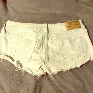 True Religion white cut off shorts